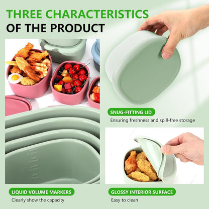 4 Pcs Silicone Food Storage Containers with Lids，BPA Free Reusable Silicone Storage Containers for Food Freezer Containers Freezer Dishwasher Safe (33.8oz, 20oz, 10oz, 6.7oz)