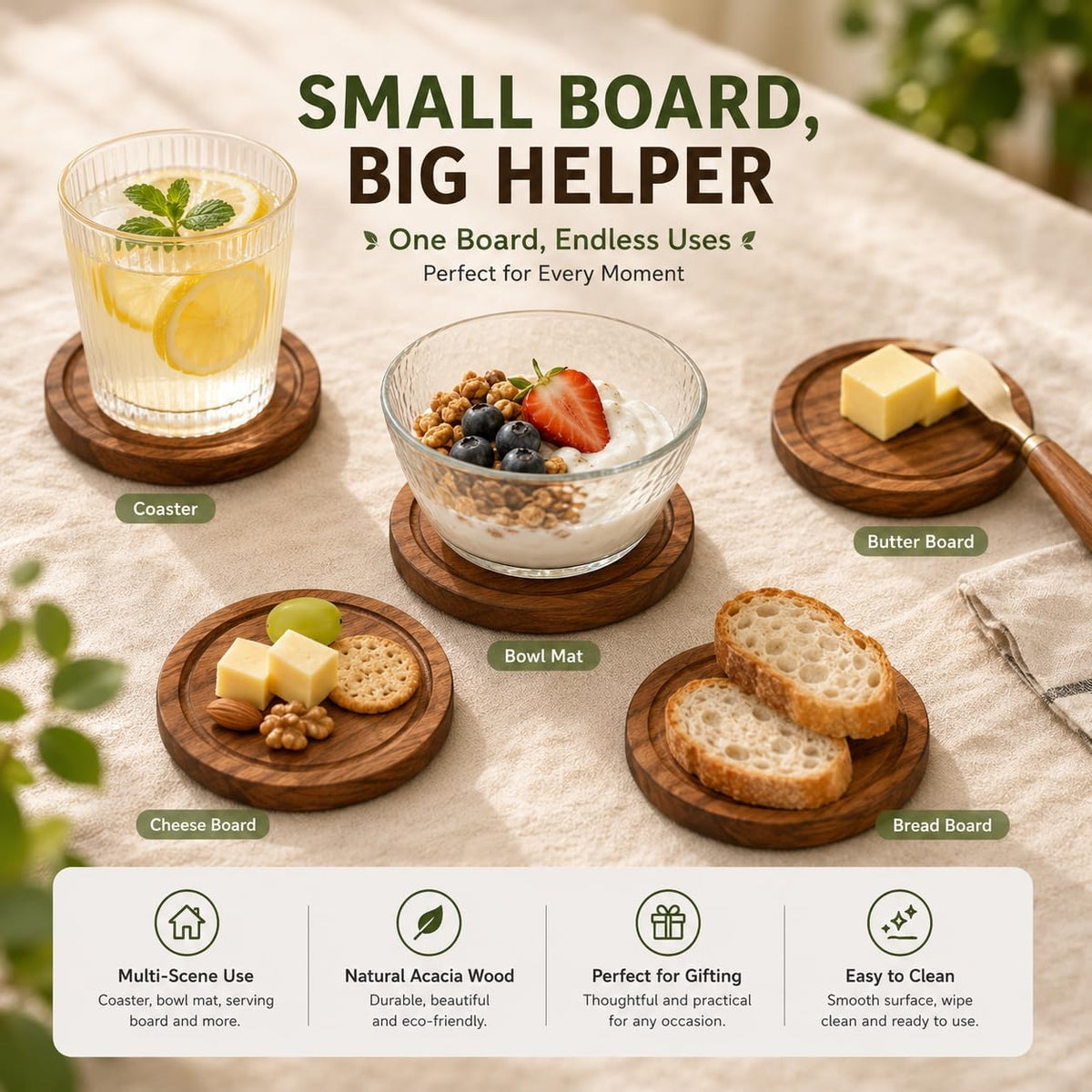 Storage-ready Bamboo Cheese Board Set, 6-Inch Mini Personal Charcuterie Tray, Gift-ready for Wedding, Bridal & Baby Shower Party