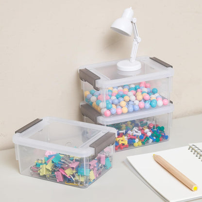 Citylife 6Packs 7.8Qt Plastic Storage Bins with Lids, Clear Organizer | Stackable totes Containers for Craft Supplies, Documents,Garage,Toys,Office and Classroom