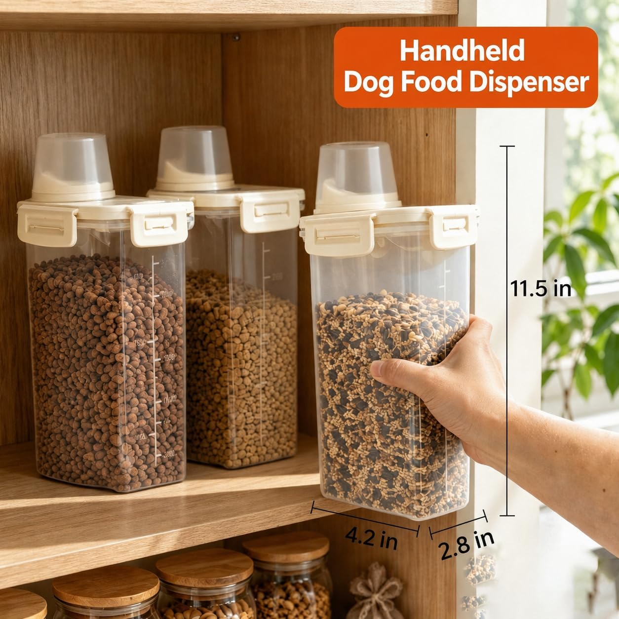 2 Pack Small Cat Food Storage Container with Wide-Mouth Pour Spout - 2Lbs/2.1QT Dog Pet Food Container for Cat Dog Food, Bird Seed, Chicken - Versatile Dry Food Bin Dispenser for Rice, Flour, Cereal
