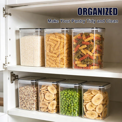 42pcs Airtight Containers, Clear Stackable Dry Food Storage | 42pk clear airtight containers with tight lids keep dry food fresh. Safe plastic, stackable for pantry kitchen storage