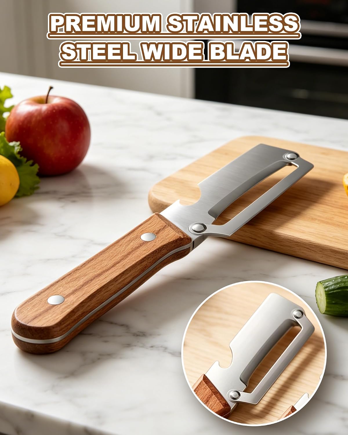 Vegetable Peeler with Wooden Handle and Bottle Opener,2026 Upgrade Multifunctional Stainless Steel Peeler,Vegetable Peeler for Kitchen,Suitable for Vegetables or Fruits that Need to Be Peeled(2PCS)