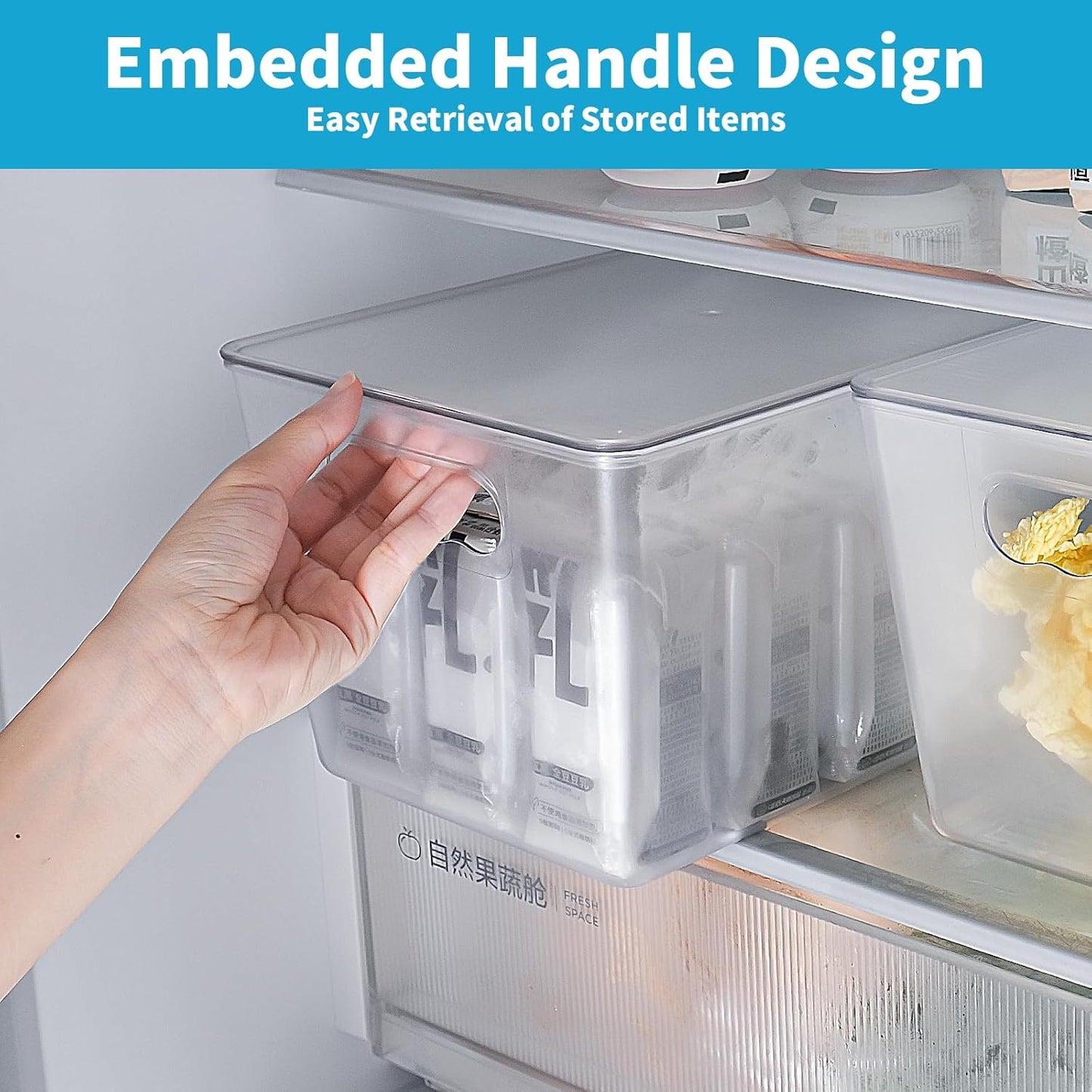 Clear Plastic Storage Bins, 4-Pack Stackable Pantry Organizers and Storage Containers for Kitchen, Fridge, Cabinet and Closet Organization - Home Essentials