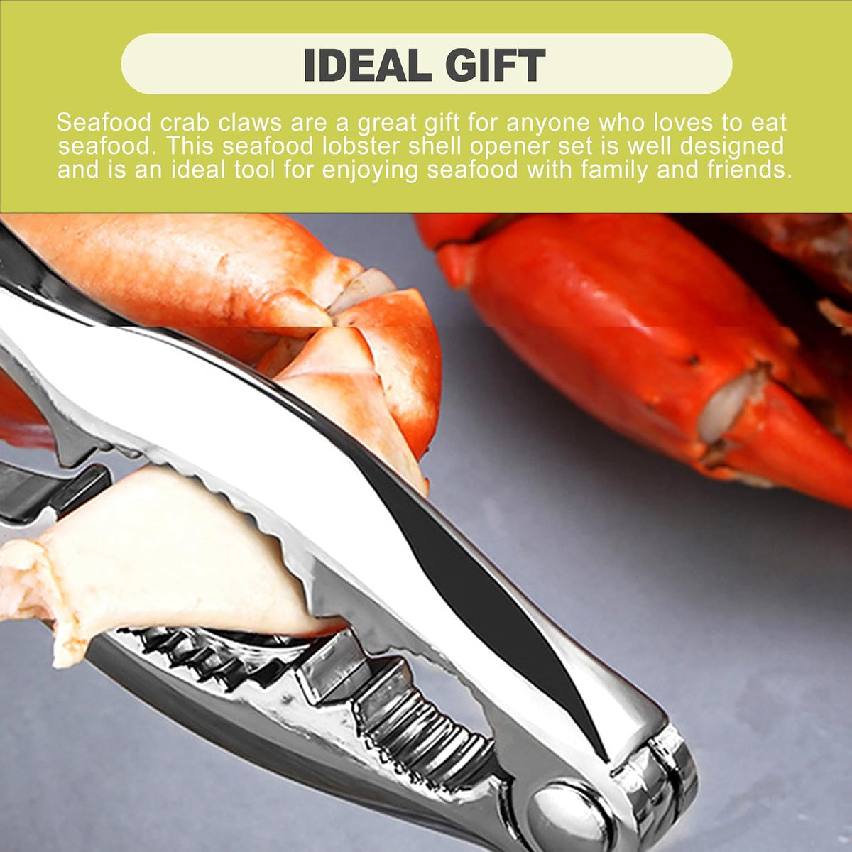 8 Piece Crab and Lobster Crackers Set Heavy Duty Stainless Steel Seafood Nutcracker Tool for Crab Legs Clams Shrimp Shells Easy Grip Kitchen Tool
