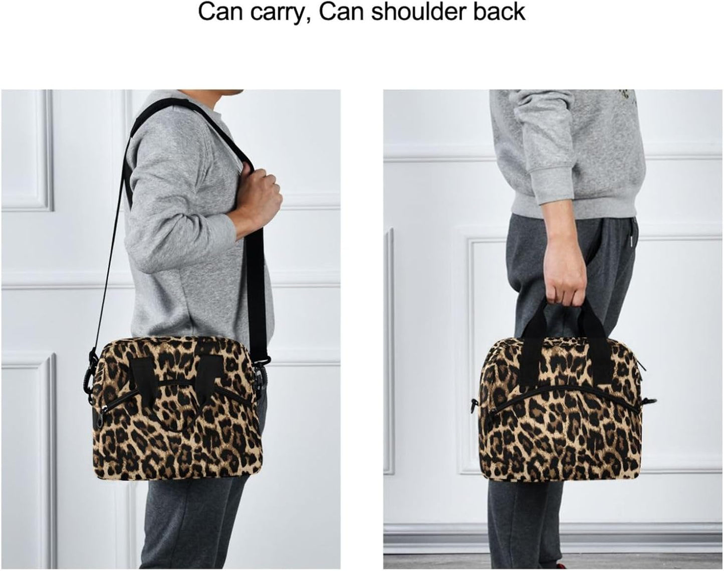Colorful Leopard Insulated Lunch Bag Rainbow Animals Skin Print Reusable Cooler Lunch Tote Box with Shoulder Strap for Work Picnic School Beach