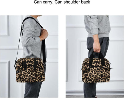 Colorful Leopard Insulated Lunch Bag Rainbow Animals Skin Print Reusable Cooler Lunch Tote Box with Shoulder Strap for Work Picnic School Beach