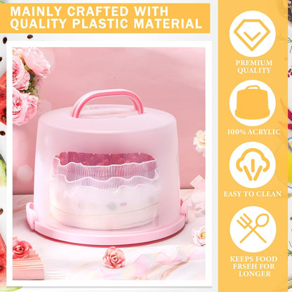 Baderke 10 Inch Round Cake Carrier with Lid and Handle - Two Sided Cake Holder & Box for Transport, Pie, Cupcake(White)