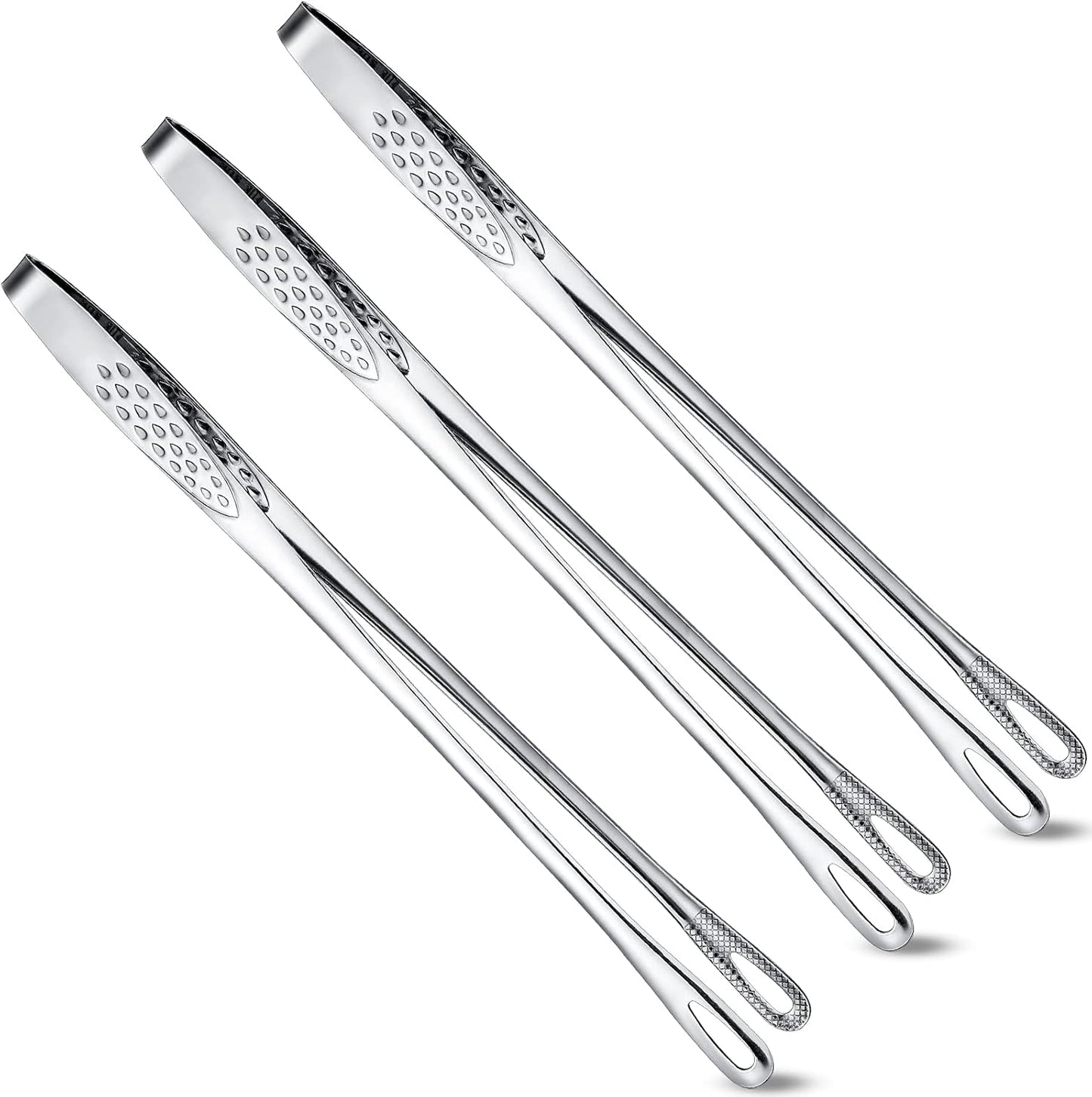 Geiserailie 3 Pcs 11 Inches Korean BBQ Tongs Stainless Steel Kitchen Tweezers Grill for Cooking Hot Pot Food Yakiniku Clamp Tool for Salad, Fish, Steak, Barbecue, Buffet, Meat
