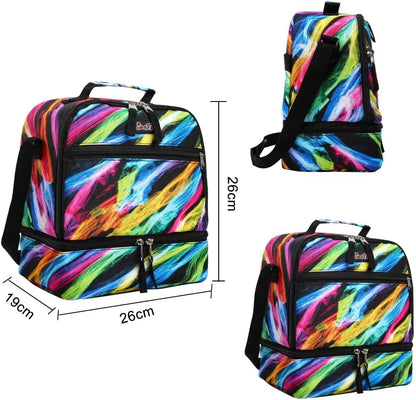 Tilami Lunch Bags Insulated Adjustable Strap Zipper, Two Compartments Cooler Bags, Bento Bags for Kids Toddlers (Blue)