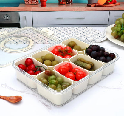 Reusable Divided Serving Tray with Lid,Snack Tray with Lid and Handle for Portable Snack Platters, Fruit Platters,Clear Snack Containers Ideal for Travel,Picnic,Party,2 Pcs