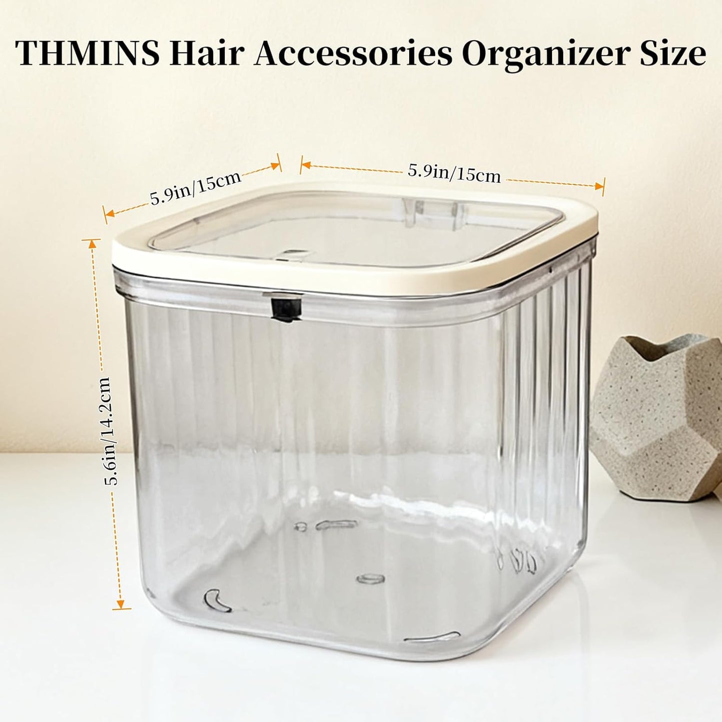 THMINS Hair Accessories Organizer for Girls,Small Plastic Storage Box with Lid for Kids Hair Clips,Ties,Bows&Jewelry,Stackable Dust-Proof Flip Top Container,Desktop Organizer(Clear)