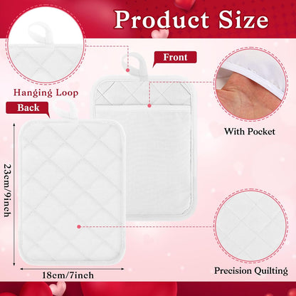 Hoolerry 7''x 9'' Sublimation Pot Holders with Pocket, Black