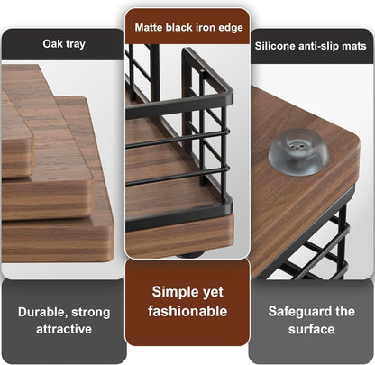 Wican Napkin Holder for Table, Bamboo Iron Standing Napkin Dispenser for Kitchen Dining Farmhouse Cocktail Picnic Bar Rustic Wood Holders for Paper Mail Bills Suitable for All Dining Room Decors Black