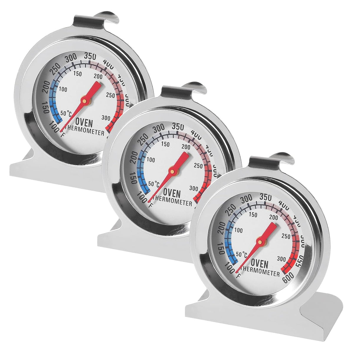 Oven Thermometer 100-600°F/50-300°C Stainless Steel Kitchen Cooking Thermomete OvenTemperature Gauge Grill Fry Chef Thermometer Oven Baking Chef Thermometer for Kitchen Cooking Baking