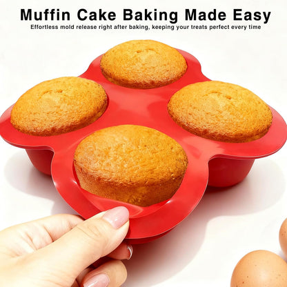 3 Pack Egg Bite Molds for Air Fryer Accessories,4-Cup Silicone Muffin Pans for Baking - Dishwasher Safe, Easy-Release, BPA Free