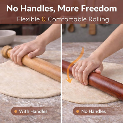 17 Inch French Rolling Pin, Wooden Dough Roller for Baking, Solid Wood Tapered Rolling Pin for Pizza, Pie Crust, Cookies, Pastry, Non-Stick, Easy Control Kitchen Baking Tool, Beech Wood