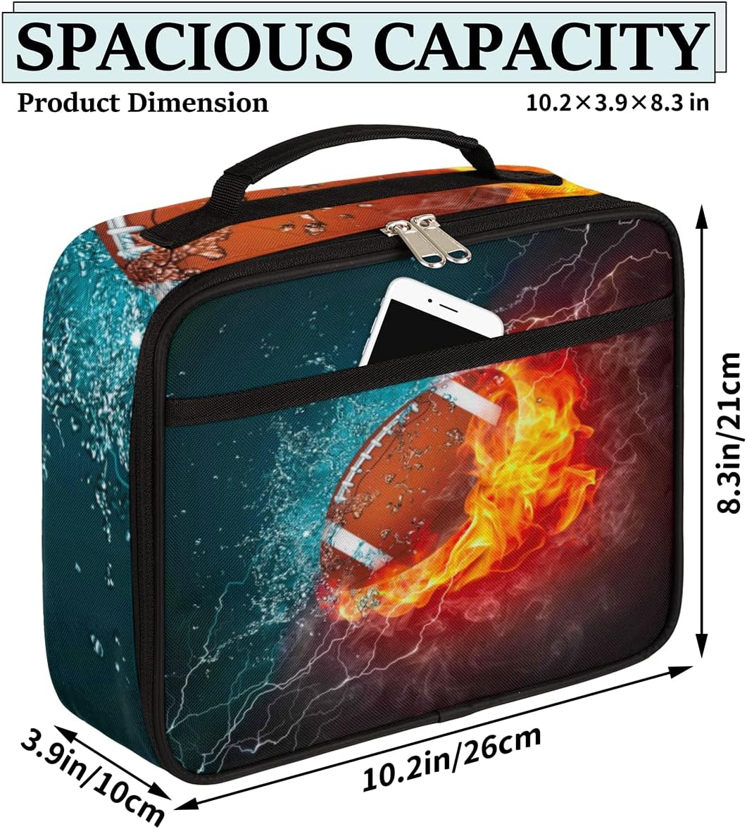 Kids Lunch Box for Boys Girls Black Red Sport Basketball Insulated Lunch Bag Reusable Small Cooler Bag Meal Containers Tote Kit for School Travel Women Men