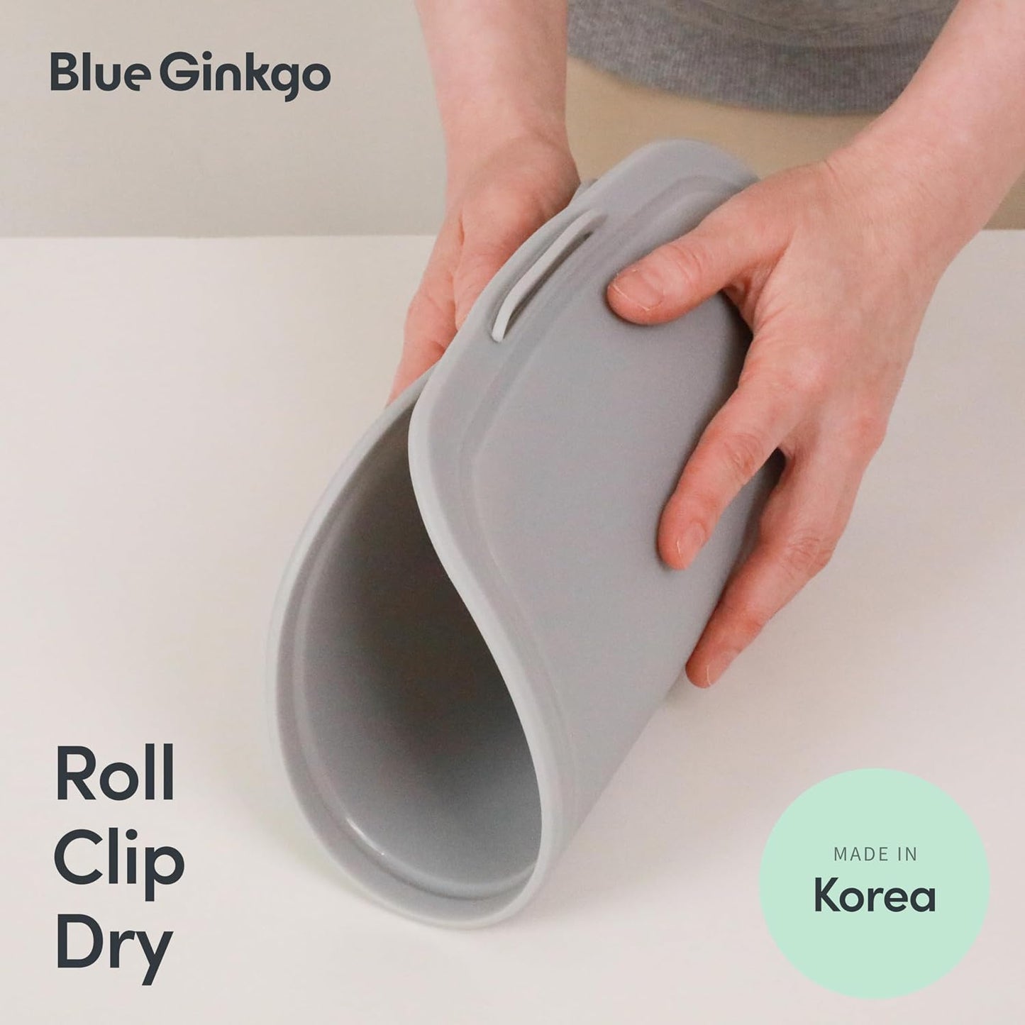 Blue Ginkgo Silicone Cutting Boards – Set of 3 (Small, Medium, Large) – Double-Sided, Thick, Flexible, Non-Slip, BPA Free – Juice Grooves, Dishwasher Safe (Made in Korea, Grey)