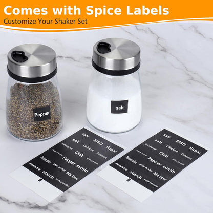 Accmor Salt and Pepper Shaker with Adjustable Pour Holes Spice Labels