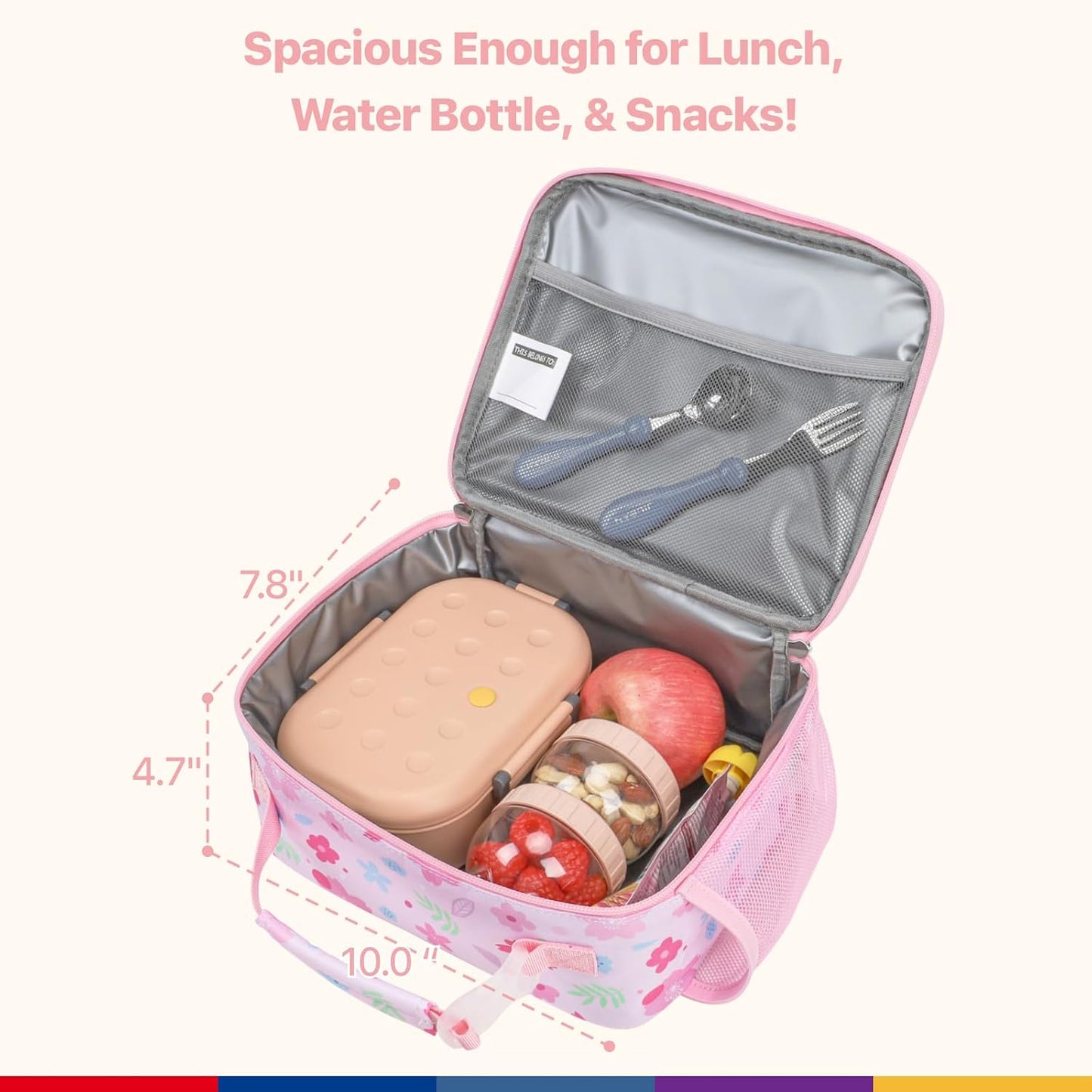 Bagseri Kids Lunch Bag Boys - Thermal Insulated Lunch Box Tote with Water Bottle Holder, Reusable Leak-Proof Kids Lunch Box for Daycare & School, Black Dinosaur (Containers Not Included)