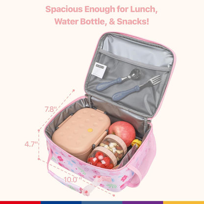Bagseri Kids Lunch Bag Boys - Thermal Insulated Lunch Box Tote with Water Bottle Holder, Reusable Leak-Proof Kids Lunch Box for Daycare & School, Black Dinosaur (Containers Not Included)