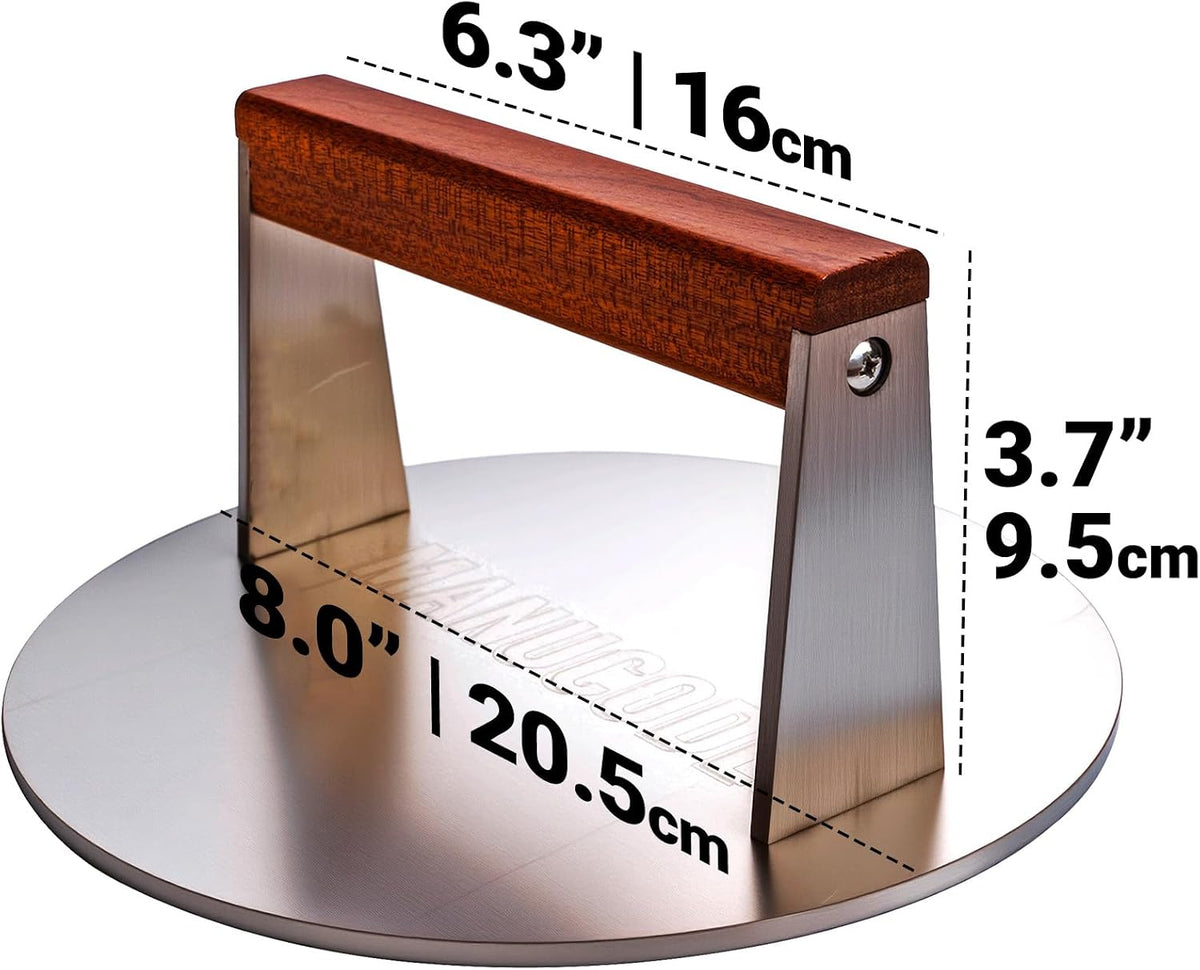 Bacon Press, Stainless Steel Flat Bottom, 9.25 x 5.7 in, 3.2 lb