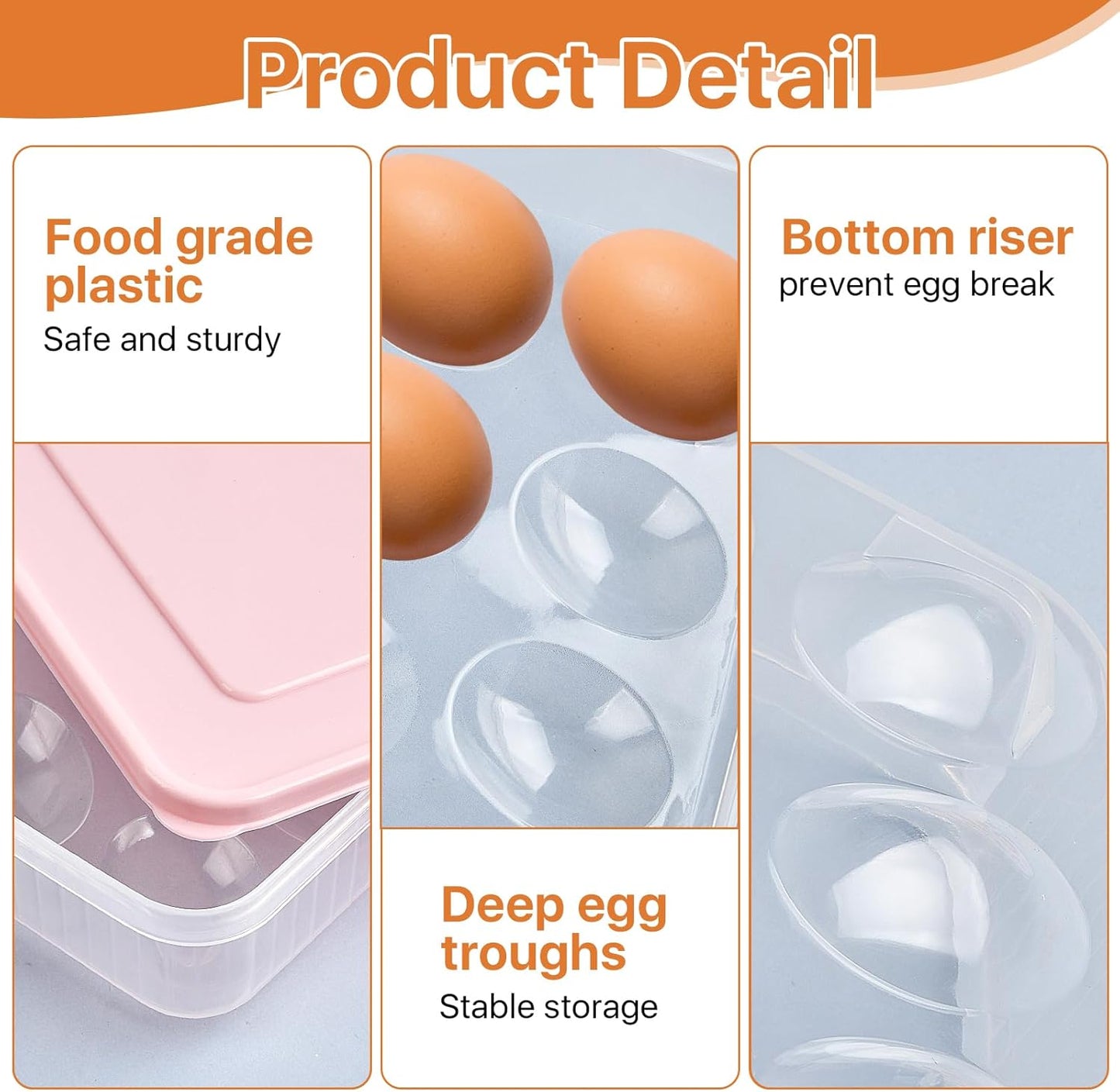 3 Pcs 72 Count Deviled Egg Containers with Lid and 8 Pcs Deviled Egg Injector Piping Tool & Tong, Portable Storage Carrier Egg Holder, Fridge Stackable Deviled Egg Tray Plastic Egg Organizer