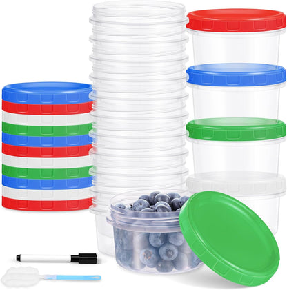 Freezer Storage Containers, 16 Pack 10 oz Plastic Food Storage Containers with Twist Top Lids, Meal Prep Containers for Soup Snack Fruit, BPA Free, Leakproof, Microwave & Dishwasher Safe