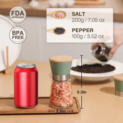 Vucchini Salt and Pepper Grinder Set with Bamboo Lid