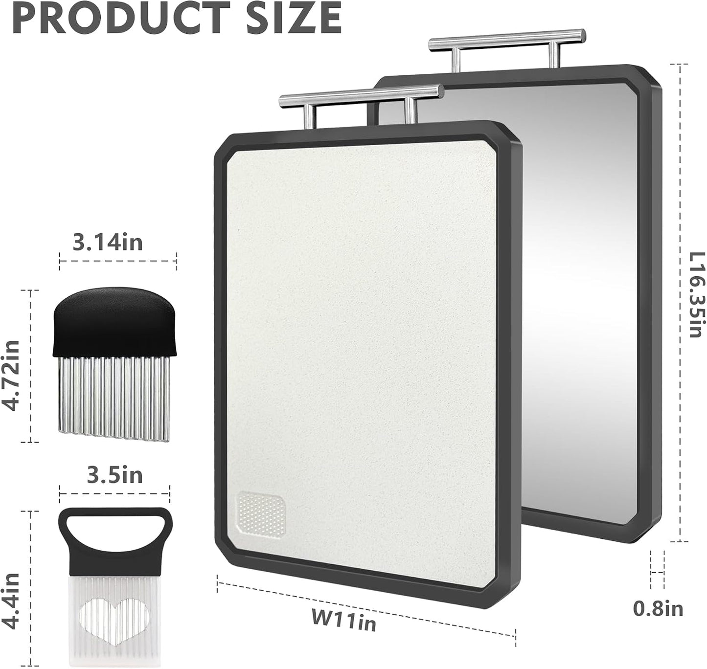 Titanium Cutting Boards for Kitchen, Scratch-Resistant Large Chopping Board with Juice Groove, Titanium and Wheat Straw PP, Includes Onion Holder & Crinkle Cutter
