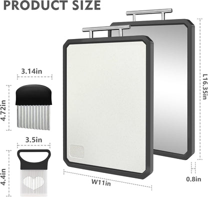 Titanium Cutting Boards for Kitchen, Scratch-Resistant Large Chopping Board with Juice Groove, Titanium and Wheat Straw PP, Includes Onion Holder & Crinkle Cutter