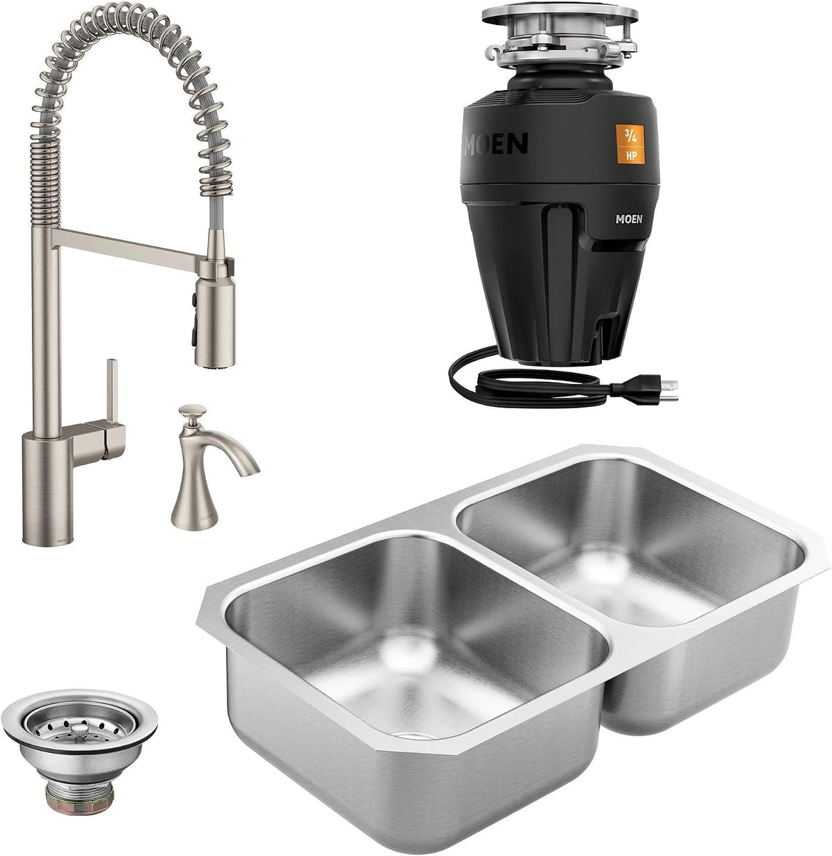 Moen Kitchen Sink Strainer Basket with Drain Assembly, Stainless Steel, 22036