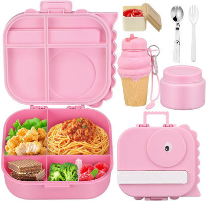 Lunch Box Kids, Leak Proof 5 Compartment Bento Box for Kids, 13oz Thermo for Hot Food Kids Lunch Box,Hot Lunch Box for School Travel