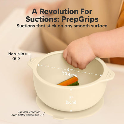 KeaBabies 2-Pack Baby Bowls with Suctions, Lids, Silicone (Terracotta)