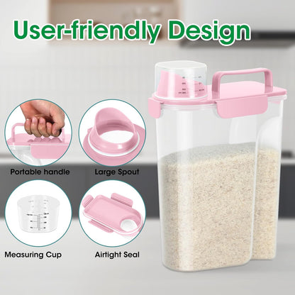 TBMax Rice Container 10 Lbs, Cereal Container Oatmeal Storage, Airtight Food Dispenser with Easy-pouring Spout & Handy Cup for Flour Grain Beans, Pet Dog Cat Bird Food Storage Container