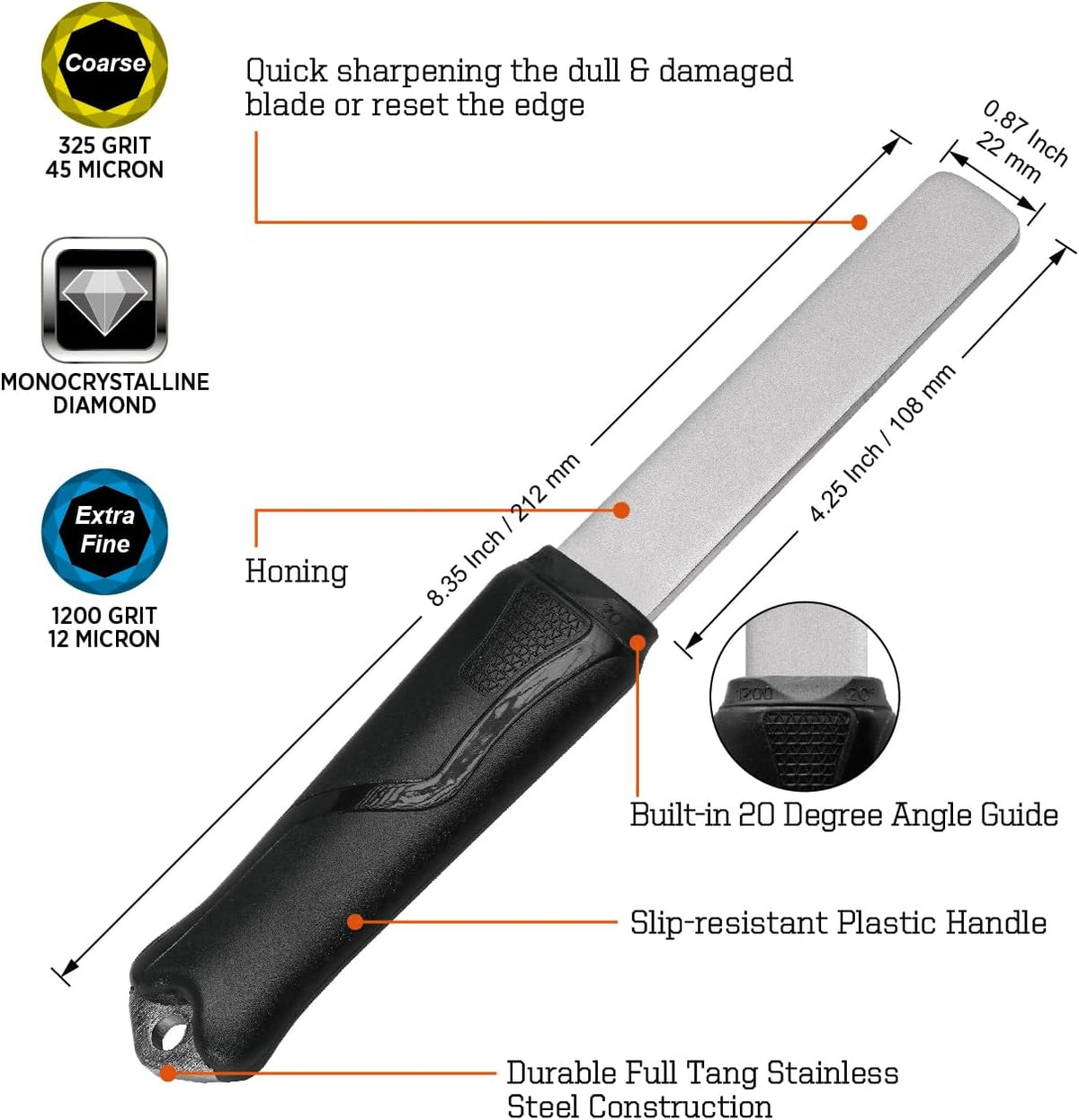 SHARPAL 181N Dual-Grit Diamond Sharpening Stone File