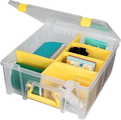 ArtBin 6990SO Super Satchel Double Deep Compartment Box - Art Storage with 8 Removable Compartments, Smart Closure for Craft Supplies (Gold - Pack of 1)