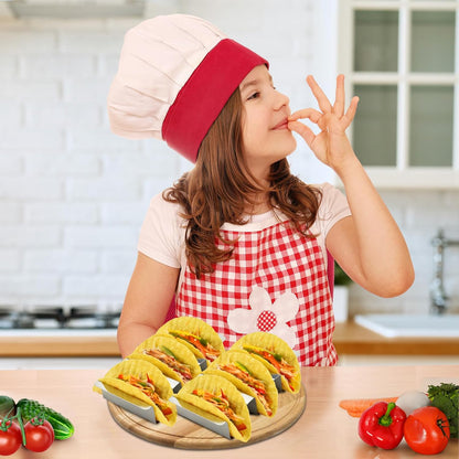 Stainless Taco Holders Set of 4 Stand Holders for 3 Tacos, Easy to Clean, Dishwasher Safe, Street Taco Ready