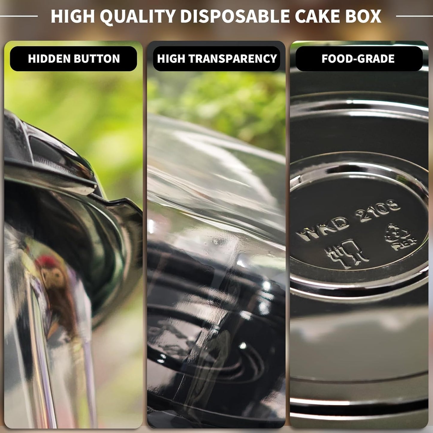 6 Pack Disposable Cake Containers with Lids,Cake Carrier,Plastic Cakes Stand with Lid,Cakes Covers Plastic with Dome and Base,Display Containers For Transport,Bundt Cake Pan (8 Inches-6 Pack)