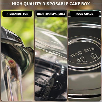 6 Pack Disposable Cake Containers with Lids,Cake Carrier,Plastic Cakes Stand with Lid,Cakes Covers Plastic with Dome and Base,Display Containers For Transport,Bundt Cake Pan (8 Inches-6 Pack)