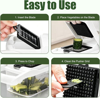 Vegetable Chopper Food Chopper with Container Onion Chopper 7 Blades
