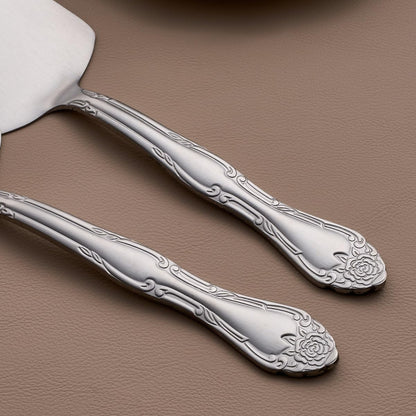 3-Piece Matte Gold Cake Server Set with Rose Handle