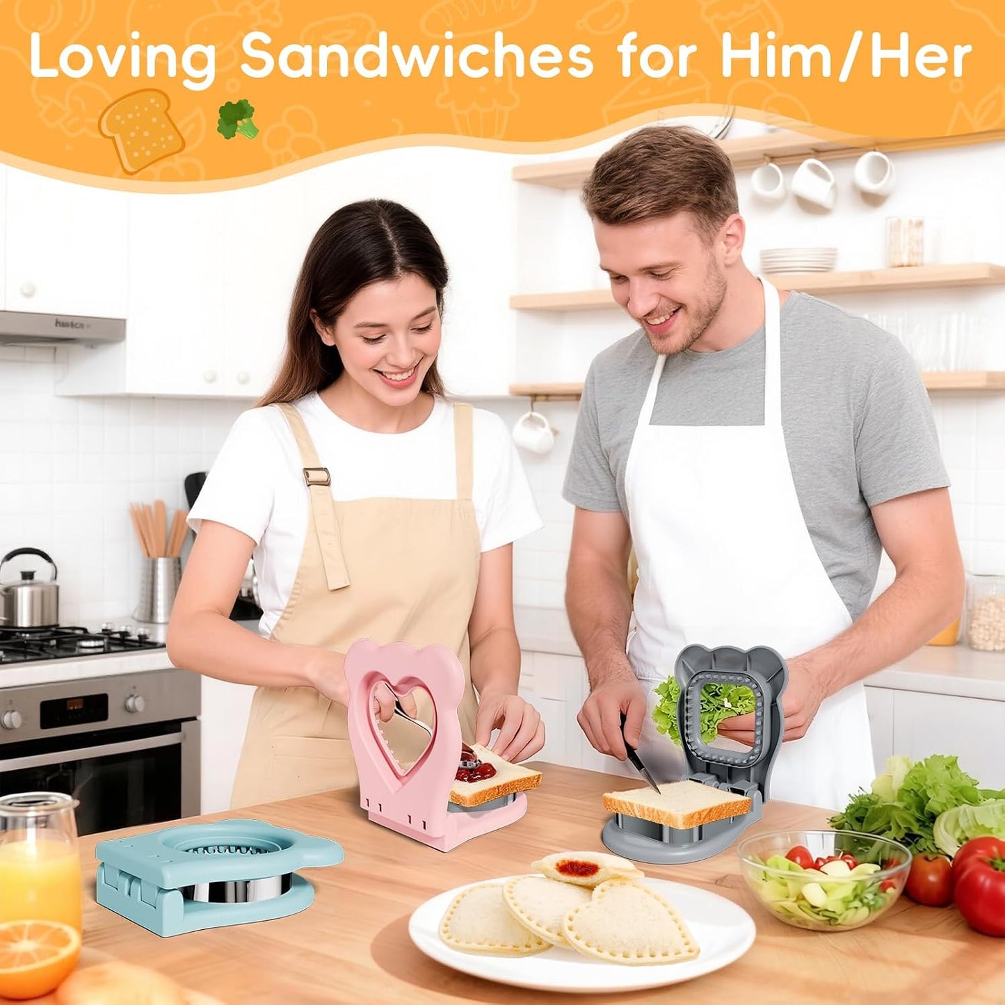 32PCS Sandwich Cutter and Sealer Set Sandwich Cutter for Kids, Vegetable Fruit Cutter Shapes with Food Picks for Kids School Lunch Bento Box Accessories Cookie Cutters