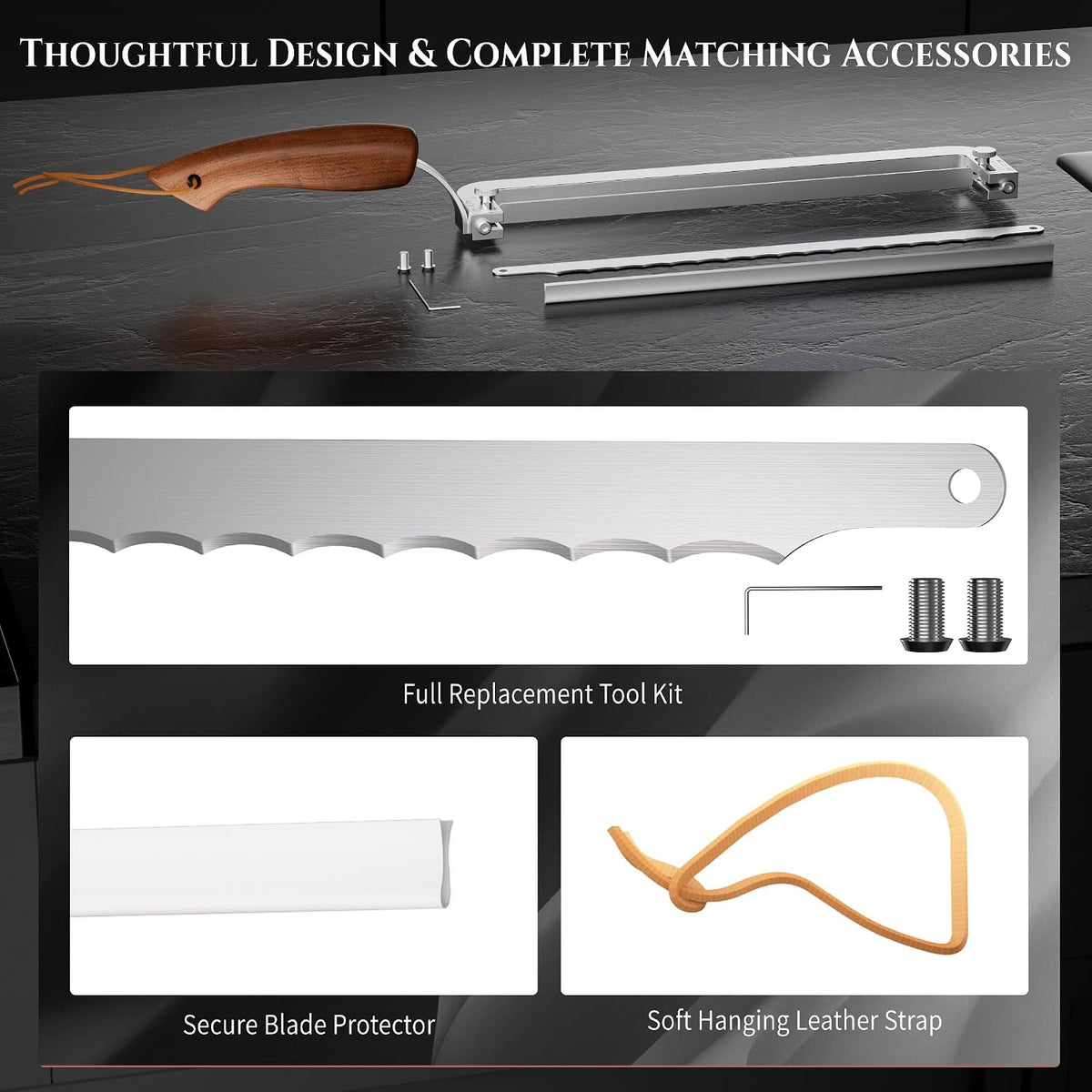 Adjustable Bread Knife for Homemade, Thickness Guide, Raised Handle, Right