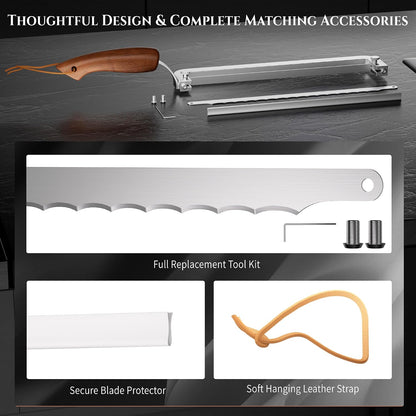 Adjustable Bread Knife for Homemade, Thickness Guide, Raised Handle, Right