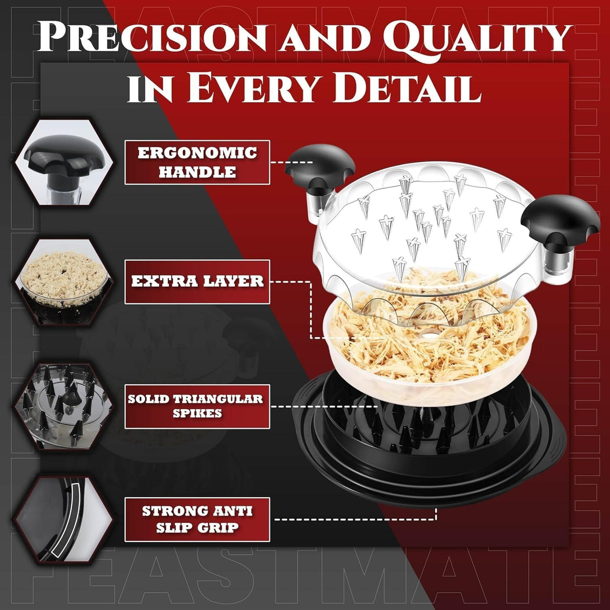 Large Chicken Shredder Tool Twist BPA Free 10.5" Meat Shredder