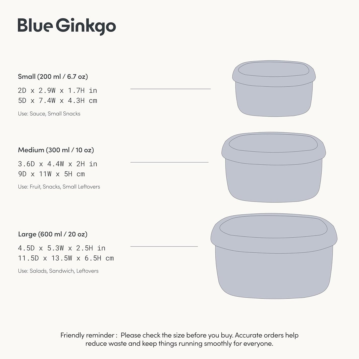 BLUE GINKGO Nesting Silicone Containers - Set of 3 Hard-Shell Silicone Food Storage Containers | BPA Free, Airtight, Dishwasher and Freezer Safe (6.7oz, 10oz, 20oz) - Green