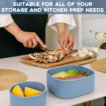 8PCS Silicone Food Storage Containers with Lids,10oz to 51oz,Reusable Leakproof Nesting & Stackable Bento Lunch Box,Microwave Freezer Dishwasher Oven Safe Meal Prep Containers,BPA Free, Slate Blue