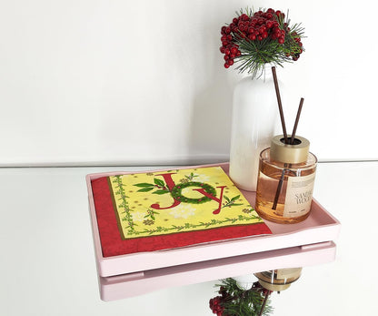 White Serving Tray (13.5 x 9.6 inch) for Serving Accessory, Elegant & Stackable Plastic Tray for Spa, Coffee, Drinks, Tea, Bar, Party, Seasoning, Perfume and Display Use.