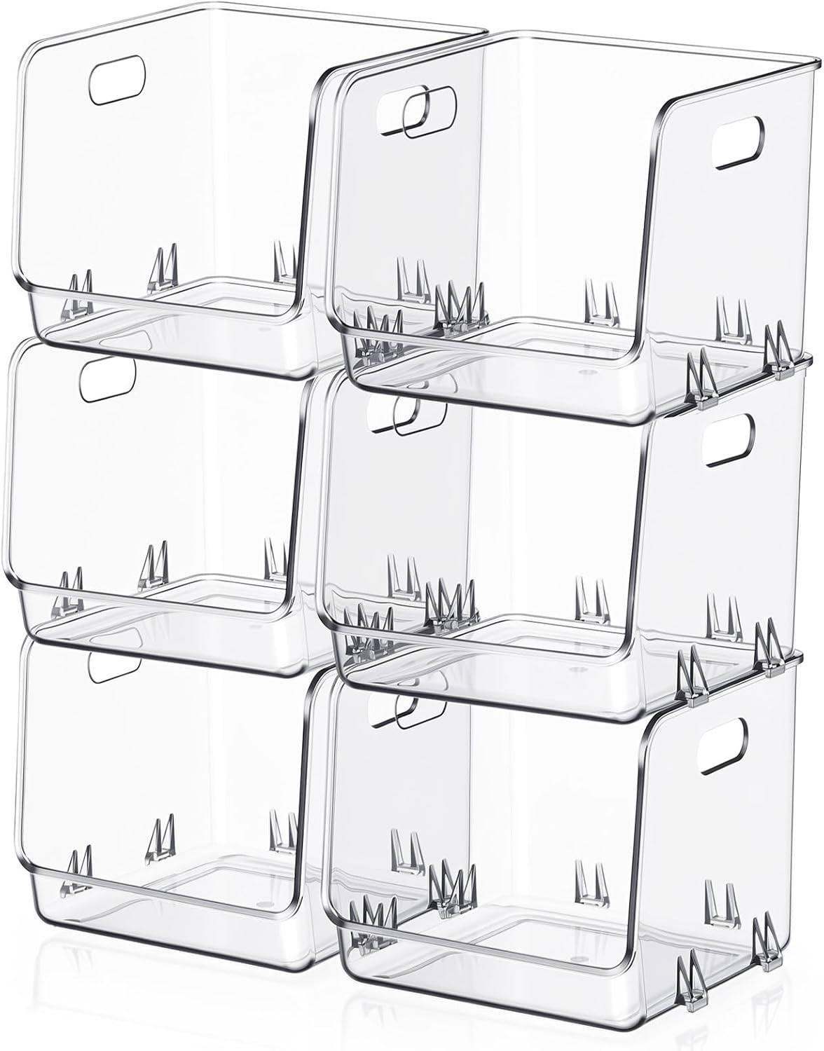 4 Pcs Clear Plastic Storage Bins Stackable Pantry Storage Organizer Kitchen Cabinet Organizers Ideal Containers for Coffee Pod Tea Sugar Bag Fridge Caddy Office